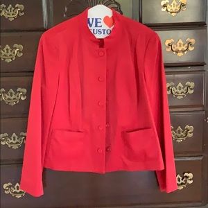 Red jacket with mandarin collar